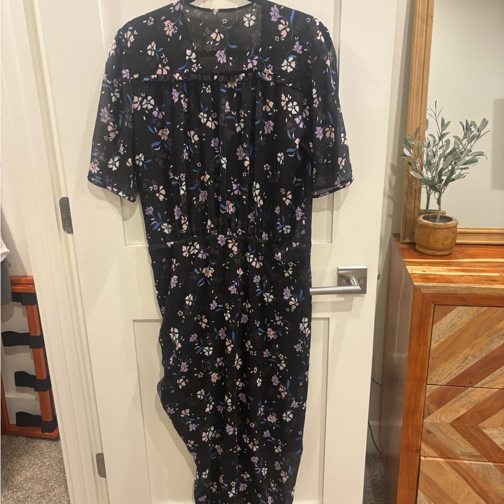 NWT Veronica Beard Black and Purple Floral Midi Dress - Picture 3 of 6